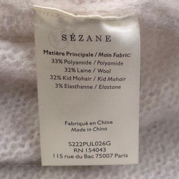 Sezane Ludivine Jumper Sweater Womens Small Beige Silver Polka Dot Mohair Wool - Picture 9 of 11